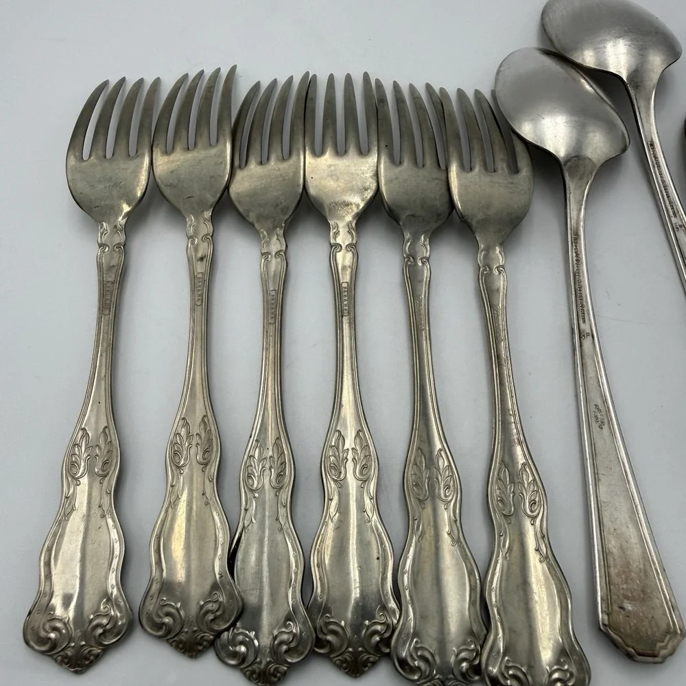 Vtg Silver Plated Flatware Mixed Lot Antique Crosby Oneida Rogers Panama Fork